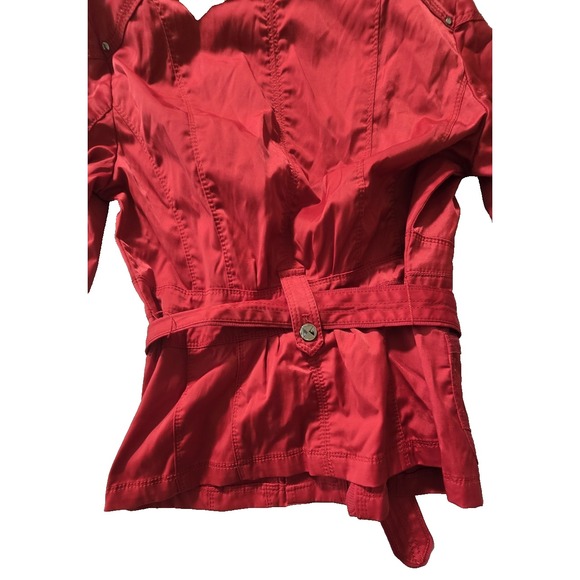 White House Black Market Woman's Vibrant Red short trench style jacket Size 00 - Picture 3 of 10